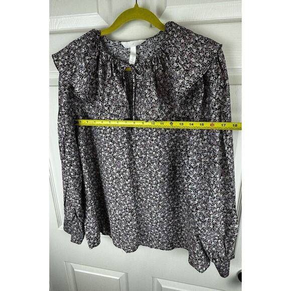 H&M Flounce-Collared Blouse Lavender Multi L cottagecore 51-03 - Picture 9 of 16